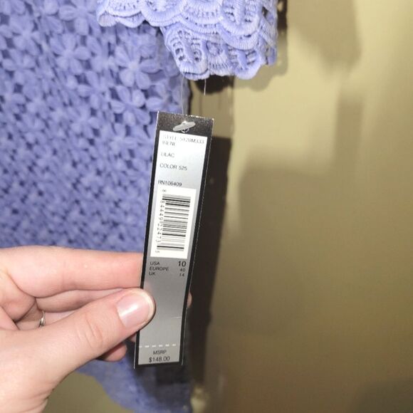 New Tahari Purple Floral Lace Overlay Dress 10 - Picture 9 of 13